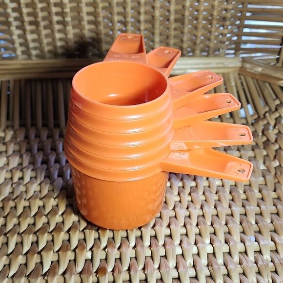 Vintage Orange Tupperware Nesting Measuring Cups - Picture 3 of 5